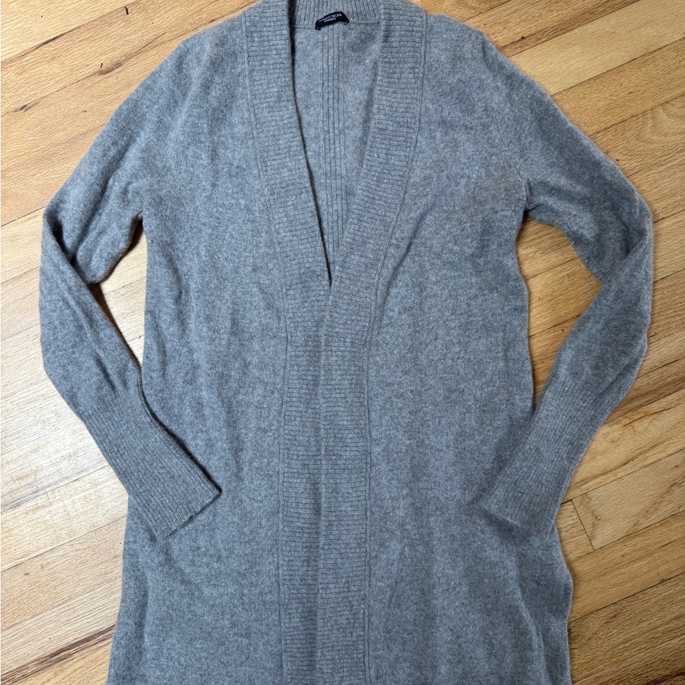 Magaschoni Cashmere Gray Open Long Cardigan Sweater M